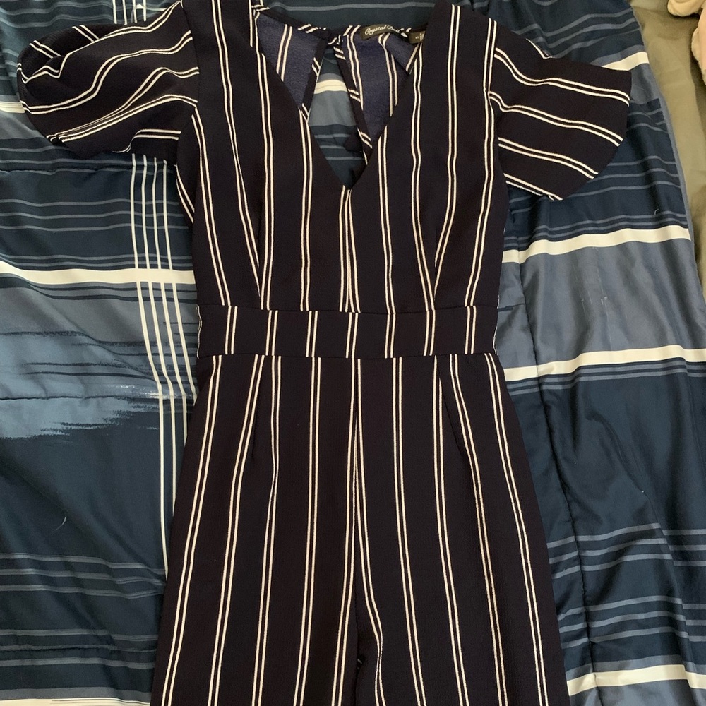 Navy and White Jumpsuit